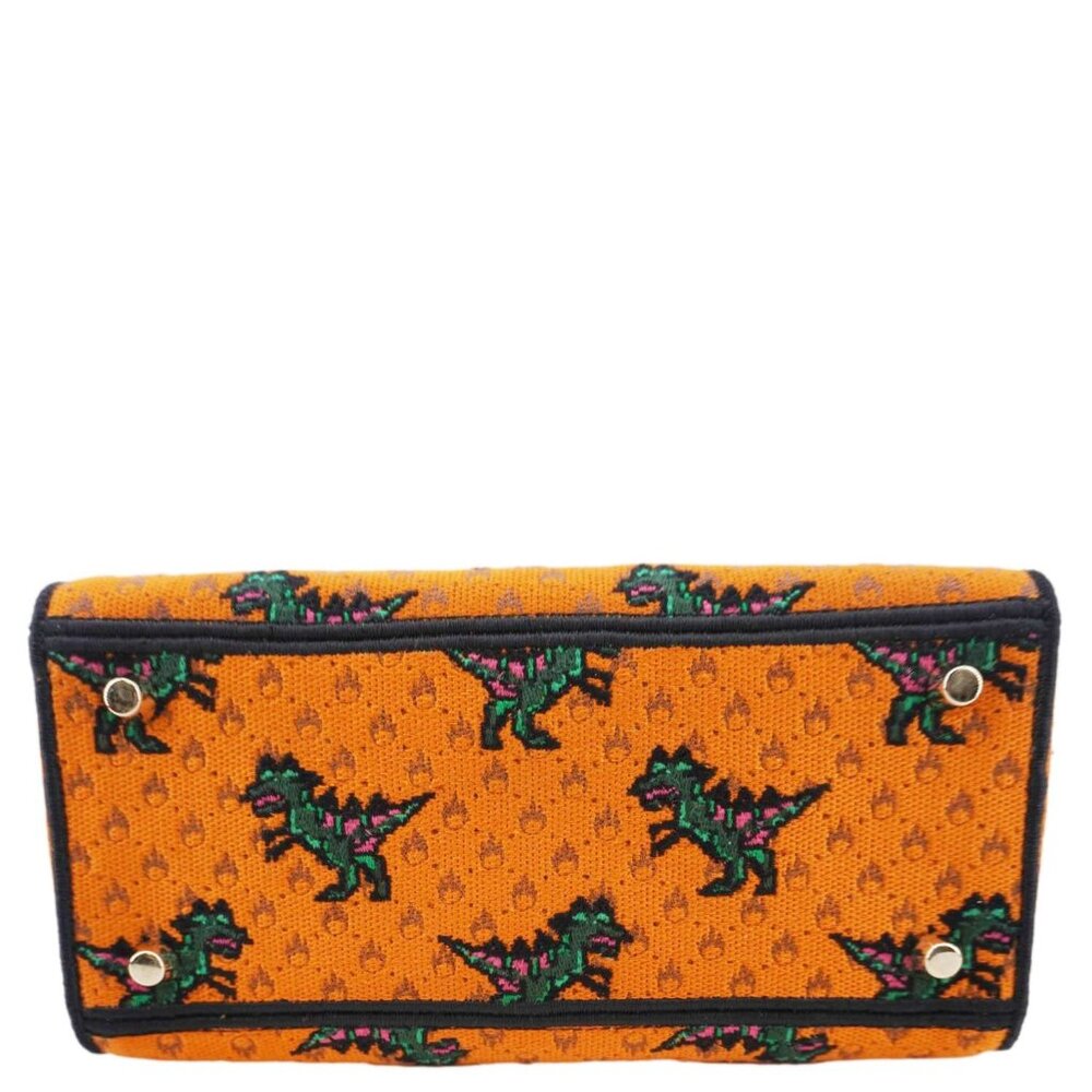 Christian Dior Lady Dior D-Lite Medium Dino Embroidered Shoulder Bag Orange - Picture 11 of 16